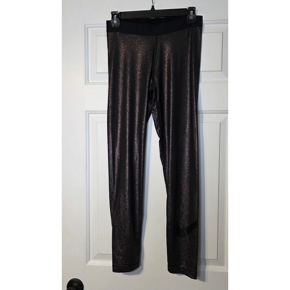 NIKE Pro Dri Fit Metallic Bronze Leggings Women‎ Sz L